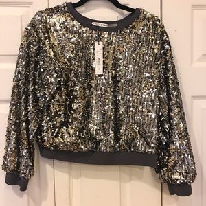 Alice + Olivia Smith Embellished Crop Sweater M